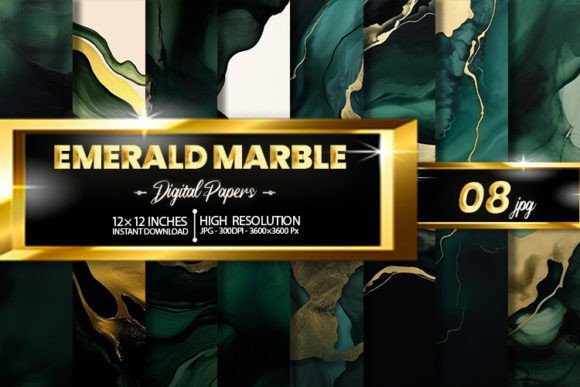 Download Emerald Marble Digital Papers - Premium Bundle